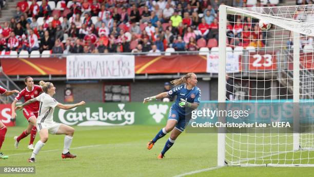 Isabel Kerschowski of Germany scores her sides first goal during the UEFA Women's Euro 2017 Quarter Final match between Germany and Denmark at Sparta...