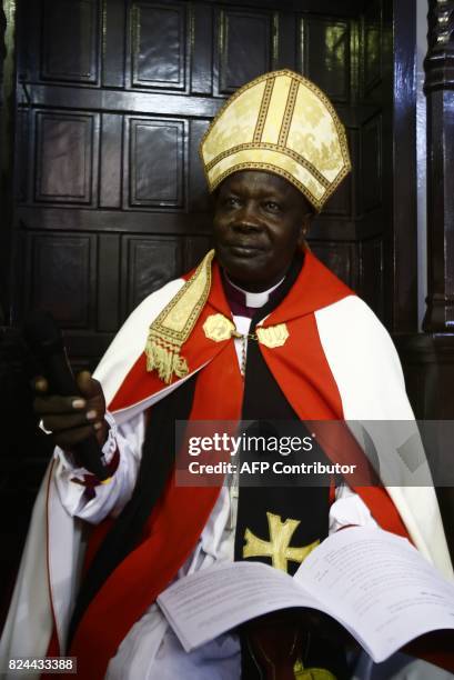 Ezekiel Kondo Kumir Kuku, Sudan's newly appointed first archbishop, attends a ceremony in Khartoum's All Saints Cathedral on July 30, 2017. Welby...