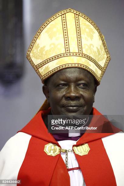 Ezekiel Kondo Kumir Kuku, Sudan's newly appointed first archbishop, attends a ceremony in Khartoum's All Saints Cathedral on July 30, 2017....