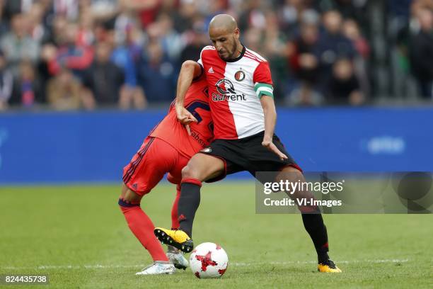 David Concha of Real Sociedad de Futbol, Karim El Ahmadi of Feyenoord during the pre-season friendly match between Feyenoord Rotterdam and Real...