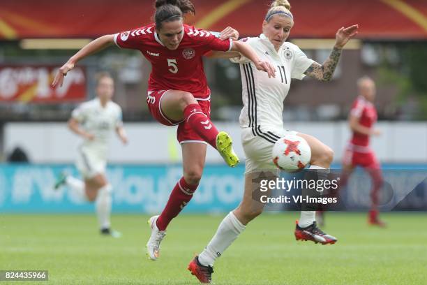 Simone Boye Sorensen of Denmark women, Anja Mittag of Germany women during the UEFA WEURO 2017 quarter finale match between Germany and Denmark at...