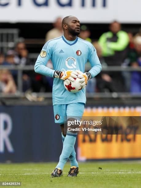 Goalkeeper Kenneth Vermeer of Feyenoord during the pre-season friendly match between Feyenoord Rotterdam and Real Sociedad at the Kuip on July 29,...