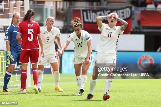 Anja Mittag of Germany reacts during the UEFA Women's Euro 2017 Quarter Final match between Germany and Denmark at Sparta Stadion on July 30, 2017 in...