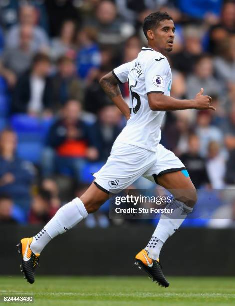 Swansea player Kyle Naughton in action during the Pre Season Friendly match between Birmingham City and Swansea City at St Andrews on July 29, 2017...