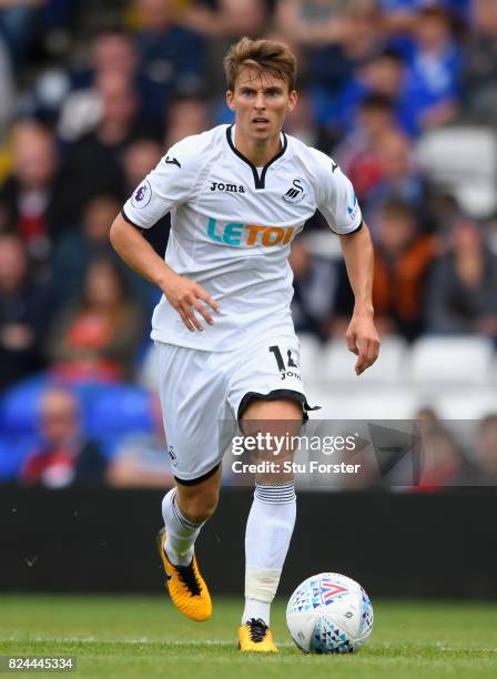 Swansea player Tom Carroll in action during the Pre Season Friendly match between Birmingham City and Swansea City at St Andrews on July 29, 2017 in...