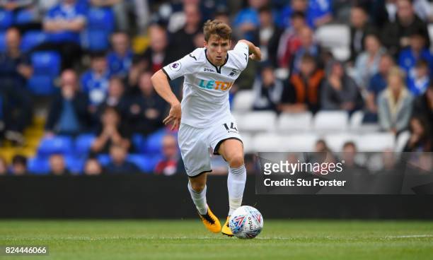 Swansea player Tom Carroll in action during the Pre Season Friendly match between Birmingham City and Swansea City at St Andrews on July 29, 2017 in...