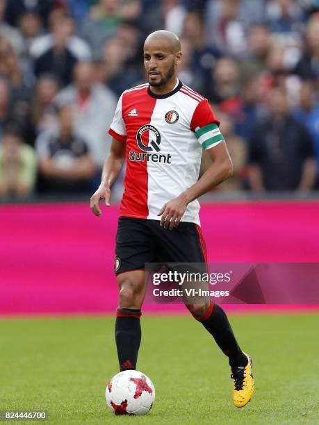 Karim El Ahmadi of Feyenoord during the pre-season friendly match between Feyenoord Rotterdam and Real Sociedad at the Kuip on July 29, 2017 in...