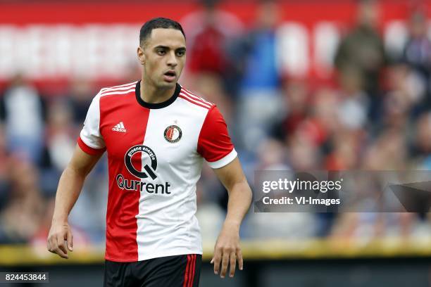 Sofyan Amrabat of Feyenoord during the pre-season friendly match between Feyenoord Rotterdam and Real Sociedad at the Kuip on July 29, 2017 in...