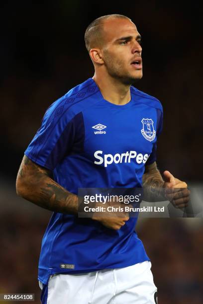 Sandro Ramirez of Everton in action during the UEFA Europa League Third Qualifying Round First Leg match between Everton and MFK Ruzomberok at...