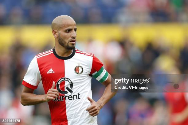 Karim El Ahmadi of Feyenoord during the pre-season friendly match between Feyenoord Rotterdam and Real Sociedad at the Kuip on July 29, 2017 in...