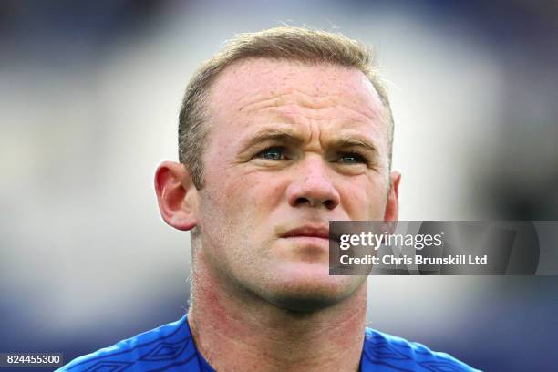 Wayne Rooney of Everton looks on during the UEFA Europa League Third Qualifying Round First Leg match between Everton and MFK Ruzomberok at Goodison...