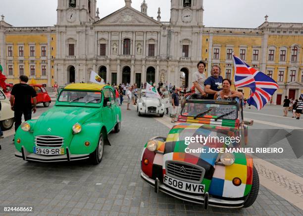 Participants start to arrive in the parking area in Mafra after the parade of Citroen classic cars 2CV during the World 2017 2CV meeting July 30,...