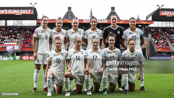 Team of Germany poses prior the UEFA Women's Euro 2017 Quarter Final match between Germany and Denmark at Sparta Stadion on July 30, 2017 in...