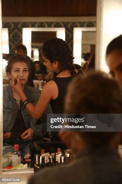 Models get ready backstage during the day 4 of India Couture Week 2017, organised by Fashion Design Council of India, with Hindustan Times as its...