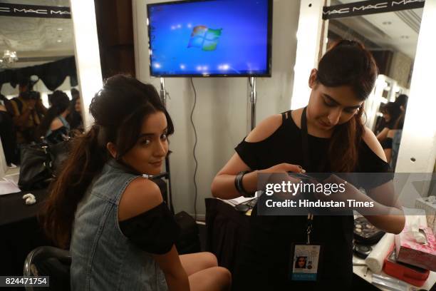 Models get ready backstage during the day 4 of India Couture Week 2017, organised by Fashion Design Council of India, with Hindustan Times as its...