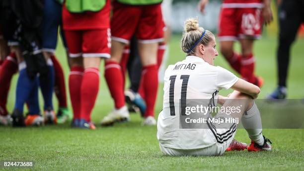 Anja Mittag of Germany reacts after the UEFA Women's Euro 2017 Quarter Final match between Germany and Denmark at Sparta Stadion on July 30, 2017 in...