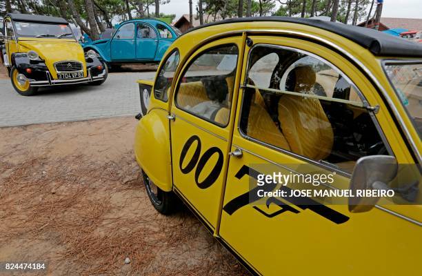 Cars are are parked at a camping site in Ericeira during the World 2017 2CV Meeting July 30, 2017. - The event is held between the 26th and the 31st...