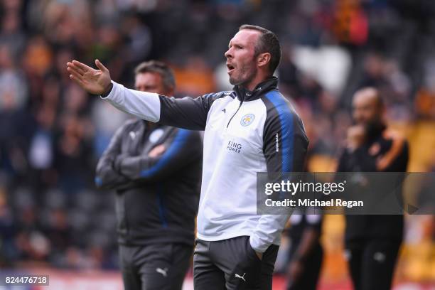 Leicester City assistant manager Michael Appleton looks on during the pre-season friendly match between Wolverhampton Wanderers and Leicester City at...