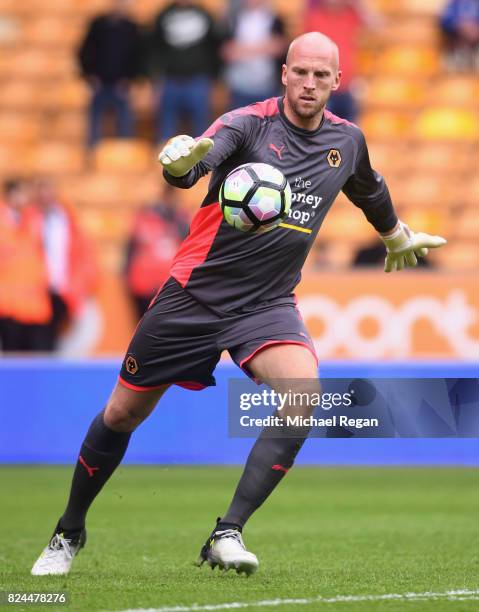 John Ruddy of Wolves in action during the pre-season friendly match between Wolverhampton Wanderers and Leicester City at Molineux on July 29, 2017...