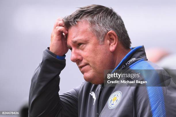 Leicester manager Craig Shakespeare looks on during the pre-season friendly match between Wolverhampton Wanderers and Leicester City at Molineux on...