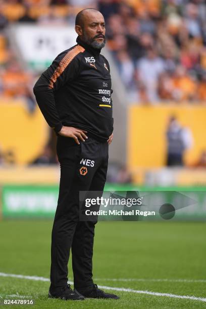 Wolves manager Nuno Espírito Santo looks on during the pre-season friendly match between Wolverhampton Wanderers and Leicester City at Molineux on...