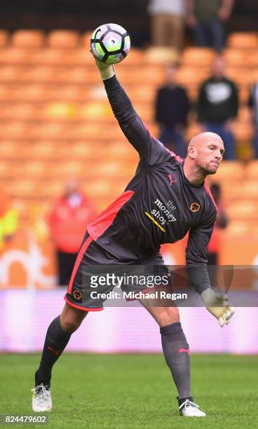 John Ruddy of Wolves in action during the pre-season friendly match between Wolverhampton Wanderers and Leicester City at Molineux on July 29, 2017...