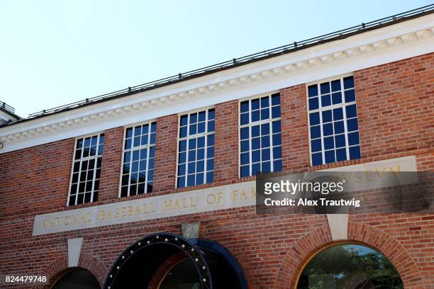 General view of the entrance of the National Baseball Hall of Fame and Museum prior to the 2017 Hall of Fame Induction Ceremony at the National...