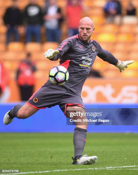 John Ruddy of Wolves in action during the pre-season friendly match between Wolverhampton Wanderers and Leicester City at Molineux on July 29, 2017...