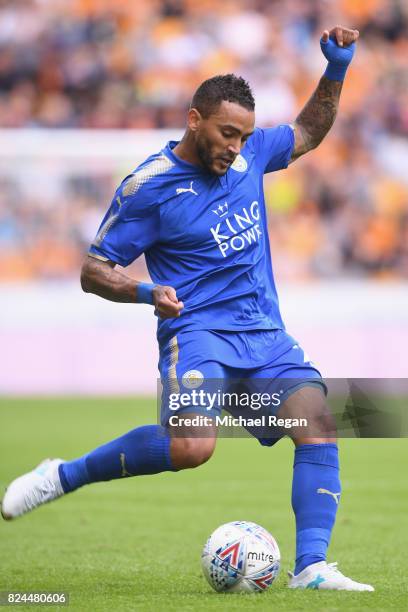 Danny Simpson of Leicester in action during the pre-season friendly match between Wolverhampton Wanderers and Leicester City at Molineux on July 29,...