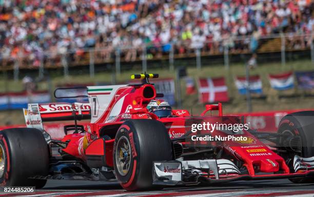 Kimi Räikkönen of Finland and Scuderia Ferrari driver goes during the race at Pirelli Hungarian Formula 1 Grand Prix on Jul 30, 2017 in Mogyoród,...