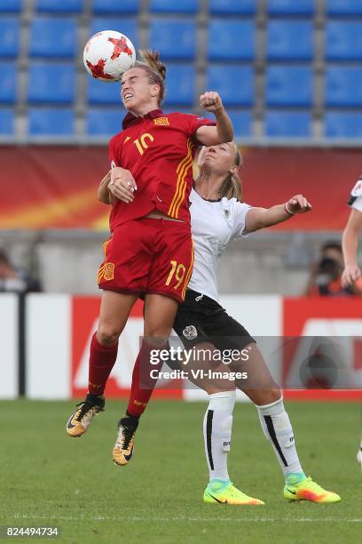 Barbara Latorre of Spain, Sarah Puntigam of Austria women during the UEFA WEURO 2017 quarter finale match between Austria and Spain at Koning Willem...