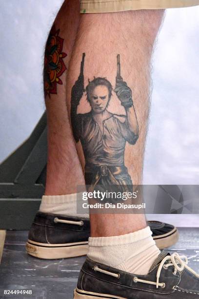 View of a fan's tattoo during "The Dark Tower" photocall at the Whitby Hotel on July 30, 2017 in New York City.