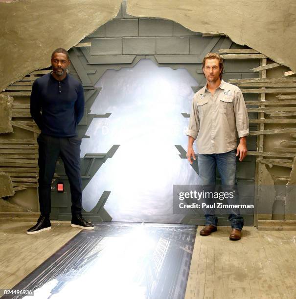 Actors Idris Elba and Matthew McConaughey attend "The Dark Tower" Photo Call at the Whitby Hotel on July 30, 2017 in New York City.