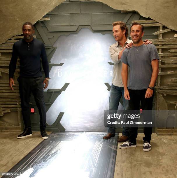 Idris Elba, Matthew McConaughey and Nikolaj Arcel attend "The Dark Tower" Photo Call at the Whitby Hotel on July 30, 2017 in New York City.