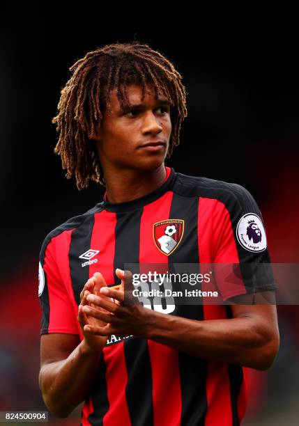 Nathan Ake of AFC Bournemouth applauds a team-mate off the pitch during the pre-season friendly match between AFC Bournemouth and Valencia CF at...