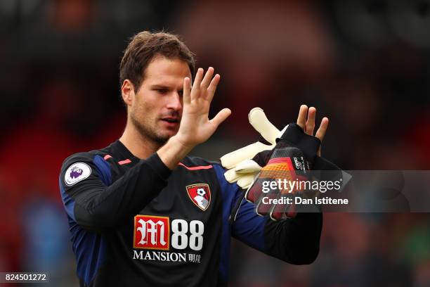 Asmir Begovic of AFC Bournemouth leaves the pitch as he is substituted during the pre-season friendly match between AFC Bournemouth and Valencia CF...