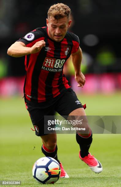 Ryan Fraser of AFC Bournemouth in action during the pre-season friendly match between AFC Bournemouth and Valencia CF at Vitality Stadium on July 30,...