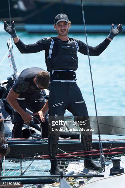 Pierre Casiraghi is seen on board of Malizia the previus day of the 36th Copa Del Rey Mapfre Sailing Cup at the Real Club Nautico de Palma on July...