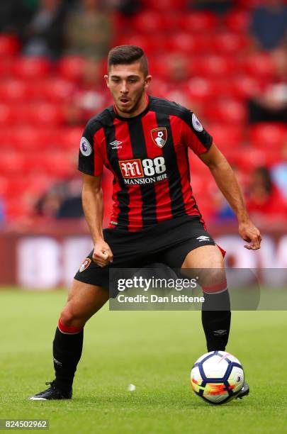 Ollie Harfield of AFC Bournemouth in action during the pre-season friendly match between AFC Bournemouth and Valencia CF at Vitality Stadium on July...