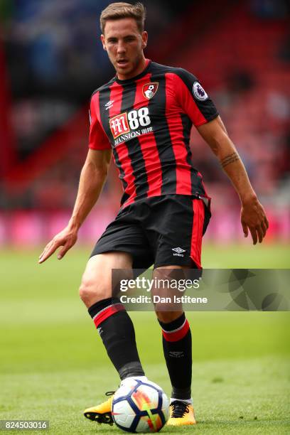 Dan Gosling of AFC Bournemouth in action during the pre-season friendly match between AFC Bournemouth and Valencia CF at Vitality Stadium on July 30,...