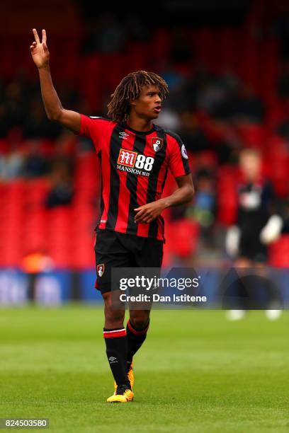 Nathan Ake of AFC Bournemouth in action during the pre-season friendly match between AFC Bournemouth and Valencia CF at Vitality Stadium on July 30,...