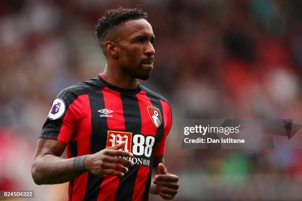 Jermain Defoe of AFC Bournemouth applauds a team-mate off the pitch during the pre-season friendly match between AFC Bournemouth and Valencia CF at...