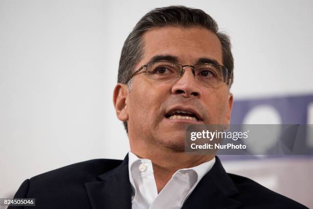 Xavier Becerra, Attorney General of the State of California, speaks during Politicon at the Pasadena Convention Center in Pasadena, California on...