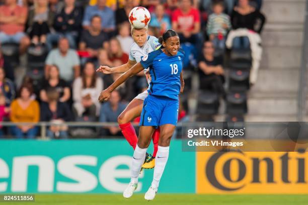 Steph Houghton of England women, Marie-Laure Delie of France women during the UEFA WEURO 2017 quarter finale match between England and France at The...