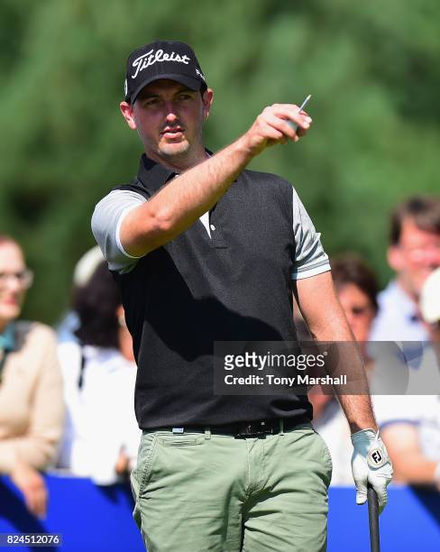 Ryan McCarthy of Australia on the 1st tee during the Porsche European Open - Day Four at Green Eagle Golf Course on July 30, 2017 in Hamburg, Germany.