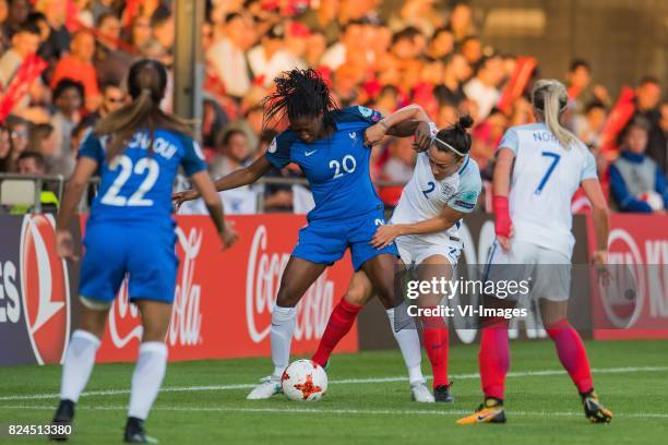 Sakina Karchaoui of France women, Kadidiatou Diani of France women, Lucia Bronze of England women, Jordan Nobbs of England women during the UEFA...