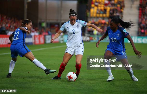Lucy Bronze of England Women in action with Sakina Karchaoui and Kadidiatou Diani of France Women during the UEFA Women's Euro 2017 match between...