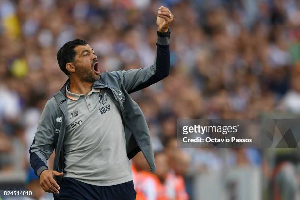 Head coach Sergio Conceicao of FC Porto reacts during the Pre-Season Friendly match between FC Porto and RC Deportivo La Coruna at Estadio do Dragao...