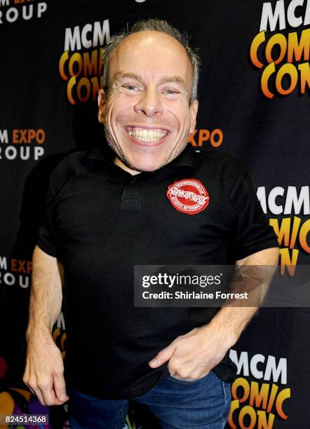 Warwick Davis attends MCM Comic Con at Manchester Central on July 30, 2017 in Manchester, England.