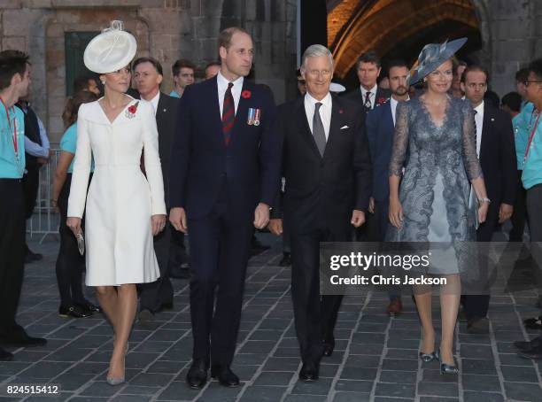 Catherine, Duchess of Cambridge, Prince William, Duke of Cambridge, King Philippe of Belgium and Queen Mathilde of Belgium visit Market Square Ypres...